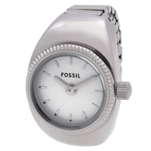 NWT Authentic Fossil Quartz Silver Dial Women's Watch Ring - Picture 1 of 3
